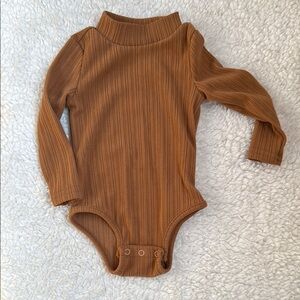 Brown Ribbed Kids One Piece